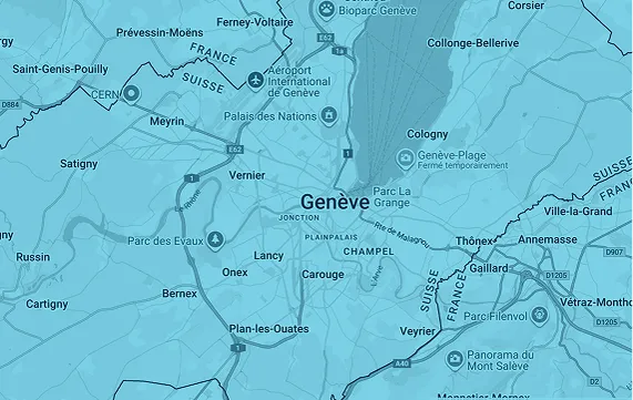 map of the Geneva center on the clinic of Champel